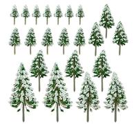 Yetaha 22 PCS Miniature Christmas Trees, Artificial Snow Frosted Plastic Pine Trees for DIY Diorama Scenery, Christmas Village & Tabletop Decorations, Assorted Sizes 5-15cm