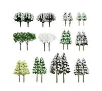 Yetaha 24PCS Mixed Snow Model Trees, Miniature Christmas Tree, Miniature Sisal Snow Frost Trees, Desk-top Decorative Models Miniature Landscapes, DIY Miniature Landscape Architecture