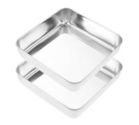 Yetaha 2PCS Baking Tray Set, Non-Stick Square Cake Tin,20 x 20 x 5cm Stainless Steel Oven Tray, Cake Mould for Cake/Lasagna/Brownie//Casserole, Brushed Finished& Dishwasher Safe