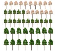 Yetaha 48PCS Artificial Trees, Mixed Mini Diorama Trees Flower Trees with No Bases, Model Trees for Train Street Railway Scenery Landscape Accssory