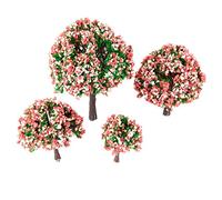 Yetaha 4PCS Miniature Pink Flowers Model Trees, 4-10cm/1.57-3.94in Landscape Diorama Peach Flowers Tree, Plastic Miniature Landscaping Scenery Trees for Railway Scene OO HO Z Scale DIY Decoration