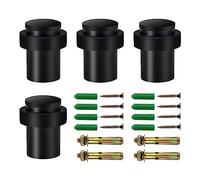 Yetaha 4PCS Stainless Steel Door Stop Heavy Duty Stainless Steel Door Stopper Wall Mounted for Hard Floor Glass Door to Protect Walls Doors Black
