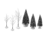 Yetaha 6PCS Mixed Size Christmas Trees, 13-18cm/5.12-7.09inch Miniature Snow Flocked Trees with Base, Micro Scenery Snowy Sisal Bottle Brush Tree for Christmas Craft Winter Ornament Home Decoration