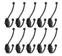 Yetaha Black Coat Hook, 10PCS Wall Mounted Coat Hooks, Double Prong Metal Hooks for Hanging Clothes Bag Towel Hat Robe Key, Heavy Duty Door Rack Hangers Screw in