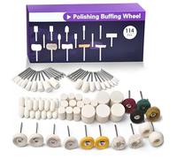 Yetaha Pack of 114 Wool Felt Polishing Discs, 3 mm Polishing Attachment for Cordless Screwdriver, Wool Felt Mounted Mandrel Polishing Set, Suitable for Grinding and Polishing Metal Jade Glass