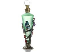 Yetaha Vintage Frosted Glass Perfume Bottles, Fancy Crystal Perfume Bottles Refillable Bejeweled Flower Bird Decorative Essential Oil Bottle for Living Room Bedroom Decor Birthday Gift(30ML, Green)