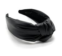 YETASI 2.5 Inches Thick Black Leather Headbands for Women Goes with Everything, Knotted Headband for Women is a Fashion Designer Top Knot Head band