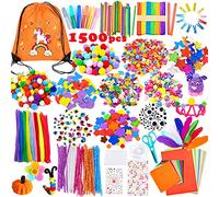 Yetech Arts and Crafts Supplies for Kids-1500+pcs Craft Kits for Kids with Unicorn Storage Bag, Craft Art Supply, DIY Crafting Set, Pipe Cleaners, Pom Poms, Googly Eyes, Feathers, Beads, Ages 4-12