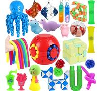 Yetech Fidget Toy Set Fidget Toys Pack With Infinity Cube Keychain Stretch Tubes 22Pcs Autism ADHD Stress Relief Anti-Anxiety Colorful Sensory Squeeze Toy Classroom Office Gift for Kids Adults