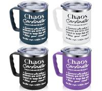 Yetene 4 Pcs Chaos Coordinator Mug, Thank You Gifts, 17 oz Bulk Stainless Steel Insulated Drinking Cup with Handle Employee Appreciation Gifts for Coworker Team Staff Workers