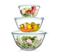 YETGFBH Mixing Bowls with Airtight Lids Large Salad,Glass Space-Saving Nesting Storage for Cooking,Baking,Prepping,Dishwasher Safe(3 Mixing Bowls with Lids)