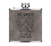 Yeti Confetti 6oz PU Leather Hip Flask Grey Luxe