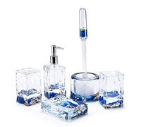 YETI Decor 5 Piece Acrylic Liquid 3D Floating Motion Bathroom Vanity Accessory Set Shell