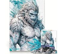 Yeti Illustration Jigsaw Puzzle 1000 Piece for Adults Strategic Think Peaceful Escape Precise Fit Lovely Gift (50x75cm)