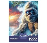 Yeti in Winter 1000 Pc Cardboard DIY Snow Wolf in Mountains Jigsaw, Concentration Training Teens, Stress Relief, Vibrant Colours & After-School Fun 70x50cm/1000pcs