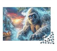 Yeti in Winter 1000 Piece Jigsaw Puzzle for Adults Giant Gorilla Snowy Village Sunset Premium Thick Sturdy Challenging Stress Relief Family Game Gift 52x38cm/1000pcs