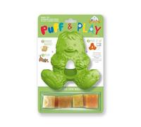 Yeti Puff and Play Dog Toy Interactive Nuggets Treats Dispenser Puzzle, Fun Stimulating Chew Toy for Teething, Behavior Training, Anxiety Calming, for Light to Moderate Chewers, Green
