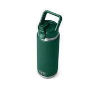YETI Rambler 26 oz Bottle, Vacuum Insulated, Stainless Steel with Color Matching Straw Cap, Black Forest Green