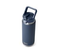 YETI Rambler 26 oz Bottle, Vacuum Insulated, Stainless Steel with Color Matching Straw Cap, Navy, 21071502204