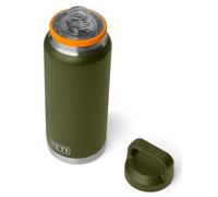 YETI Rambler 36 oz (1L) Water Bottle with Chug Cap, Olive/King Crab Orange | Insulated Stainless Steel Water Bottle with 100% Leakproof Chug Cap, Keeps Drinks Hot or Cold, Robust Handle, Dishwasher Safe