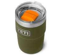 YETI Rambler 8 oz (236 ml) Stackable Cup with Durasip Ceramic Lining, Stainless Steel Vacuum Insulated Coffee Cup with Removable Magslider Lid, Olive/King Crab Orange