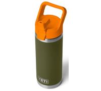 YETI Rambler C Straw Bottle, Stainless Steel Vacuum Insulated Bottle with Leakproof Straw Cap, Olive/King Crab Orange, 18 oz (532 ml)