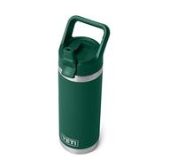 Rambler 18oz Straw Bottle in Black Forest Green