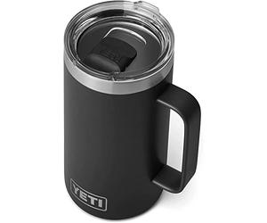 YETI Rambler Mug, Vacuum Insulated Stainless Steel Mug with Magslider Lid, Black, 24 oz (709 ml)