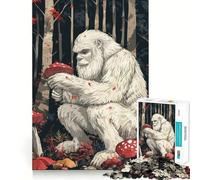 Yeti with Mushrooms Adults 1000 Piece Jigsaw Puzzle Focus Memory Game Zero Gap Compact Fun for Family Game Time (38x26cm)