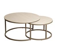 yetis ceramic round nesting coffee tables in matt latte