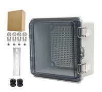YETLEBOX Outdoor Waterproof Electrical Box Junction Box Weatherproof IP67 ABS Plastic Enclosure Switch Router Project Box Electronics Enclosure with Mounting Plate Wall Bracket Clear 5.9"x5.9"x3.5"