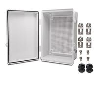 YETLEBOX Outdoor Waterproof Electrical Box Junction Box Weatherproof IP67 ABS Plastic Enclosure Switch Router Project Box Electronics Enclosure with Mounting Plate Wall Bracket Grey 11.1"x7.5"x5.1"