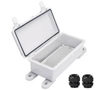 YETLEBOX Waterproof Electrical Box Dustproof Junction Box Weatherproof IP67 ABS Plastic Enclosure Switch Router Project Box with Mounting Plate with Wall Bracket 2 Cable Glands Grey 7.9"x3.9"x2.8"
