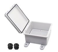 YETLEBOX Waterproof Electrical Box Dustproof Junction Box Weatherproof IP67 ABS Plastic Enclosure Switch Router Project Box with Mounting Plate with Wall Bracket 2 Cable Glands Grey 5.9"x5.9"x3.5"