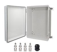 YETLEBOX Waterproof Electrical Box with Mounting Plate 380x280x130mm, IP67 Junction Box Dustproof Plastic DIY Electric Project Enclosure Box Grey 15"x 11"x 5.1"