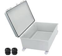 YETLEBOX Waterproof Electrical Box with Mounting Plate 390x290x160mm, IP67 Junction Box Hinged Grey Cover ABS Project Boxes for Electronics DIY Enclosure with Wall Bracket and 2 Glands