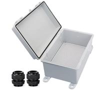 YETLEBOX Waterproof Outdoor Electrical Box Junction Box Weatherproof IP67 ABS Plastic Enclosure Switch Router Project Box with Mounting Plate with Wall Bracket 2 Cable Glands Grey 11.4"x7.5"x5.5"
