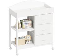 YeTom Diaper Changing Pad, Baby Dresser with 3 Drawers and 2 Shelves, Multifunctional Changing Pad with Cushion, Classic Nursery Dresser, Diaper Changing Station for Kids Room, White