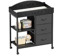 YeTom Table Changing Mat, Baby Changing Table with 3 Drawers and 2 Shelves, Multifunctional Baby Changing Pad with Pad, Classic Changing Pad for Nursery, Diaper Changing Pad for Room