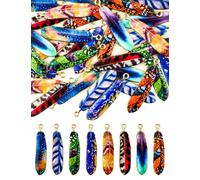 YETOOME 32Pcs Enamel Feather Charms, Native American Charms Bohemian Wing Feather Pendants for Dreamer Catcher Necklace Bracelet Jewelry Making Crafts(8 Colors)