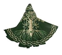 YETTA YANG Halloween Hooded Robe Cloak Christmas Holiday Party Hoodies Cape Cosplay Costumes, Yule Christmas Tree Pagan Deer Yuletide Wicca, S