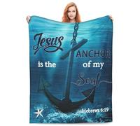 YETTA YANG Jesus Anchor Nautical Beach Sea Christian Religious Bible VersePlush Throw Blankets Fleece Blanket for Couch Bed Warm Throw Blanket for Women Men Boy Girls Gift Living Room Decor