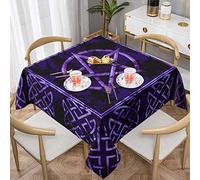 YETTA YANG Wicca Wiccan Pagan Pentagram Waterproof Picnic Party Square Table Cloth Cover Decorations Fabric 60 X 60 Inches Square Tablecloth for 30-46 Inch Home Dining Room Kitchen Decor