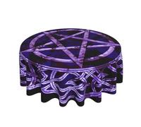 YETTA YANG Yule Wicca Wiccan Pagan Pentagram Waterproof Picnic Patio Party Round Table Cloth Cover Decorations Fabric 60 Inch Circular Tablecloth for 20-47 Inch Home Dining Room Kitchen Decor