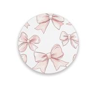 YETTASBIN Bow Pink Round Coasters for Drinks 1 Pack, Absorbent Heat-Resistant Ceramic Stone Coaster Desktop Protector with Cork Base for Kitchen Bar Home Decor, 3.9 Inch