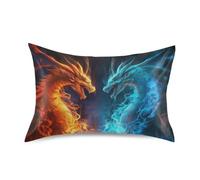 YETTASBIN Water Fire Dragon Satin Pillowcase, Soft Breathable Silk Pillow Case with Envelope Closure for Hair and Skin, Standard Size 26 x 20 Inch
