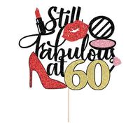 Yetxel Still Fabulous at 60 Cake Topper-Cosmetic high heels Stepping Into 60th Birthday Anniversary Wedding Party celebration cake decoration (60)