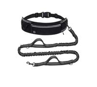 YEUCGB Hands Free Dog Running Leash with Waist Belt & Storage Fanny Pack, Reflective Dual Handle Anti Pull Lead for Medium Large Dogs, Leash for Jogging Hiking Cycling,Black