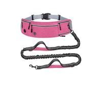 YEUCGB Hands Free Dog Running Leash with Waist Belt & Storage Fanny Pack, Reflective Dual Handle Anti Pull Lead for Medium Large Dogs, Leash for Jogging Hiking Cycling,Pink