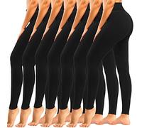 yeuG 7 Pack Black Leggings for Women Non See Through-High Waisted Workout Leggings Tummy Control Yoga Pants for Gym,Athletic,Plus Size(1#7 Pack Black, Small-Medium)
